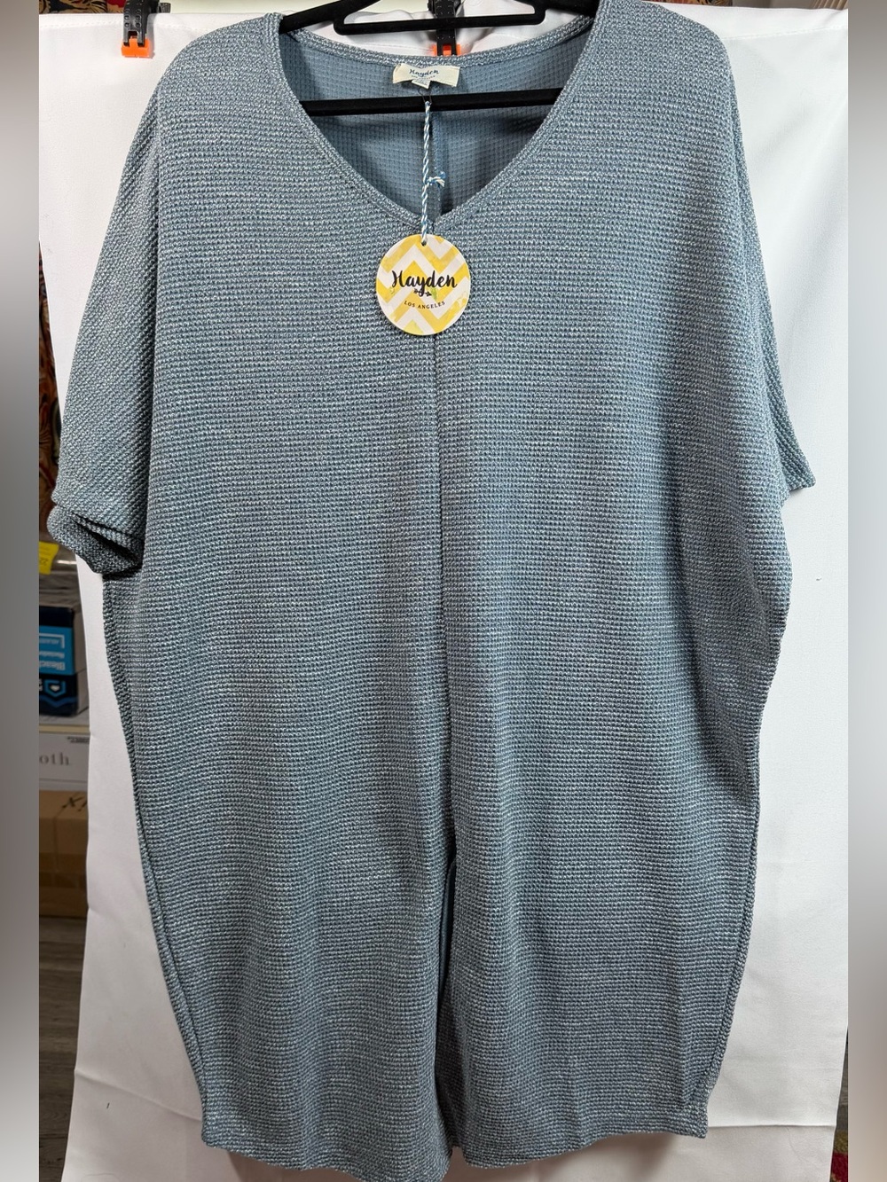 NWT Hayden Los Angeles Blue Gray Oversized Knit Tunic Dress Size Large